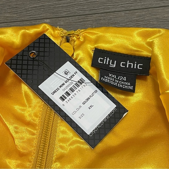 City Chic Floral Golden Dress Short Sleeve Ruffle Sz XXL NWT - Picture 8 of 9